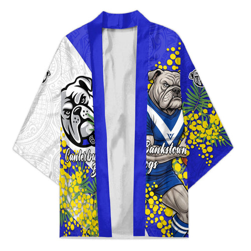 Canterbury Bankstown Bulldogs Kimono Golden Wattle Floral Polynesian - Australian Flower - Rugby Mascot