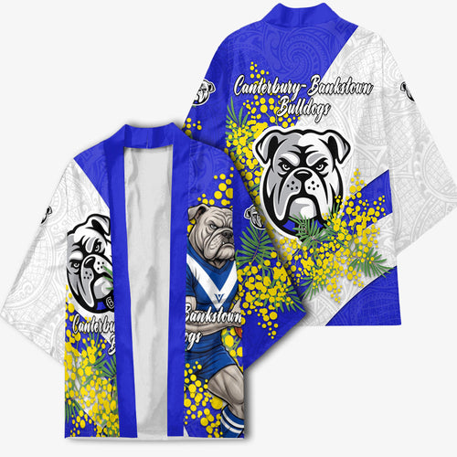Canterbury Bankstown Bulldogs Kimono Golden Wattle Floral Polynesian - Australian Flower - Rugby Mascot