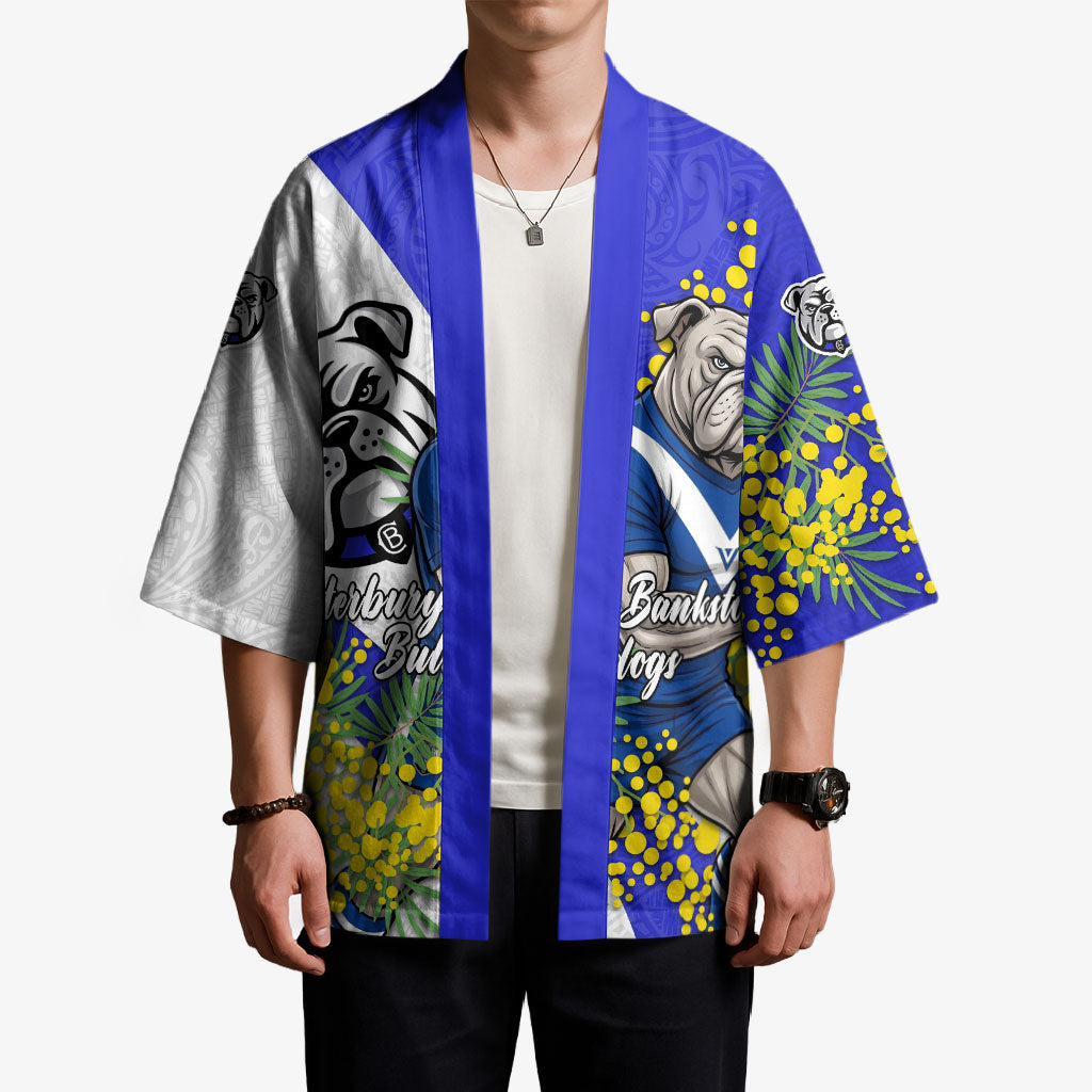 Canterbury Bankstown Bulldogs Kimono Golden Wattle Floral Polynesian - Australian Flower - Rugby Mascot