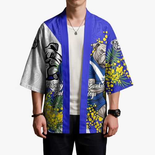 Canterbury Bankstown Bulldogs Kimono Golden Wattle Floral Polynesian - Australian Flower - Rugby Mascot