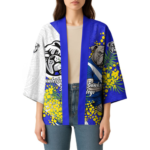 Canterbury Bankstown Bulldogs Kimono Golden Wattle Floral Polynesian - Australian Flower - Rugby Mascot