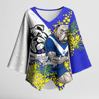Canterbury Bankstown Bulldogs Kimono Sleeve Blouse Golden Wattle Floral Polynesian - Australian Flower - Rugby Mascot