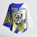 Canterbury Bankstown Bulldogs Kimono Sleeve Blouse Golden Wattle Floral Polynesian - Australian Flower - Rugby Mascot