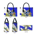 Canterbury Bankstown Bulldogs Leather Bag Golden Wattle Floral Polynesian - Australian Flower - Rugby Mascot