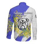 Canterbury Bankstown Bulldogs Long Sleeve Button Shirt Golden Wattle Floral Polynesian - Australian Flower - Rugby Mascot