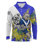Canterbury Bankstown Bulldogs Long Sleeve Polo Shirt Golden Wattle Floral Polynesian - Australian Flower - Rugby Mascot