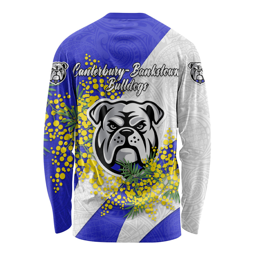 Canterbury Bankstown Bulldogs Long Sleeve Shirt Golden Wattle Floral Polynesian - Australian Flower - Rugby Mascot