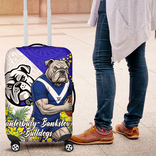 Canterbury Bankstown Bulldogs Luggage Cover Golden Wattle Floral Polynesian - Australian Flower - Rugby Mascot