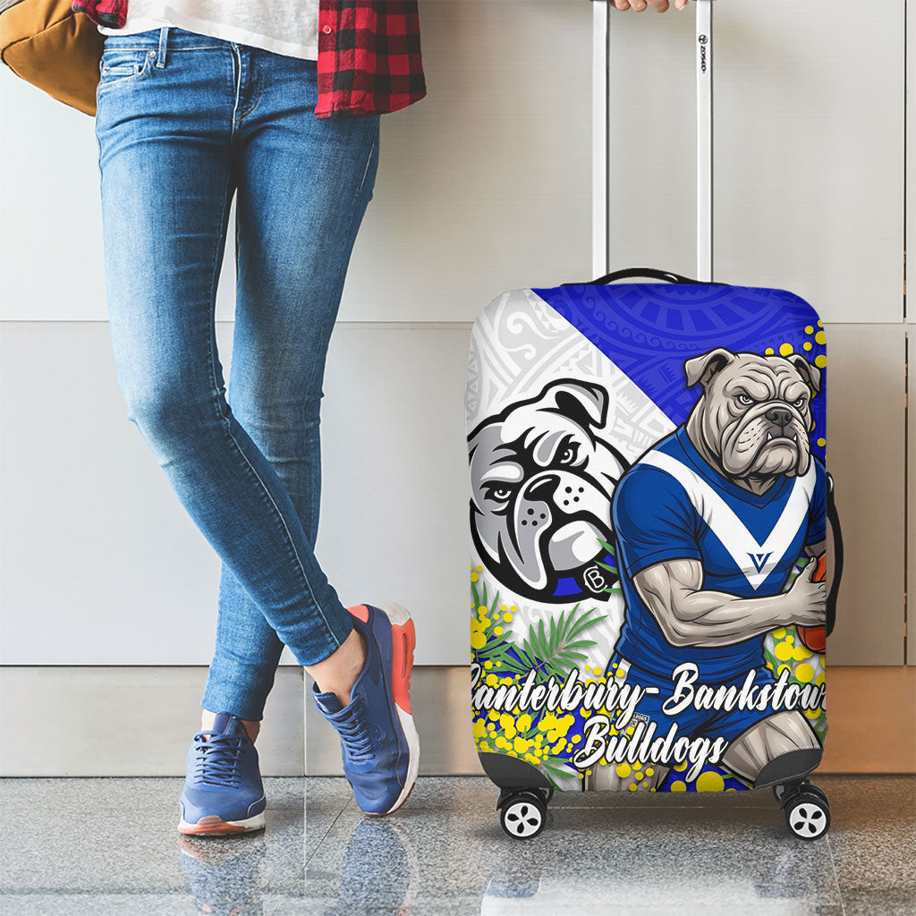Canterbury Bankstown Bulldogs Luggage Cover Golden Wattle Floral Polynesian - Australian Flower - Rugby Mascot