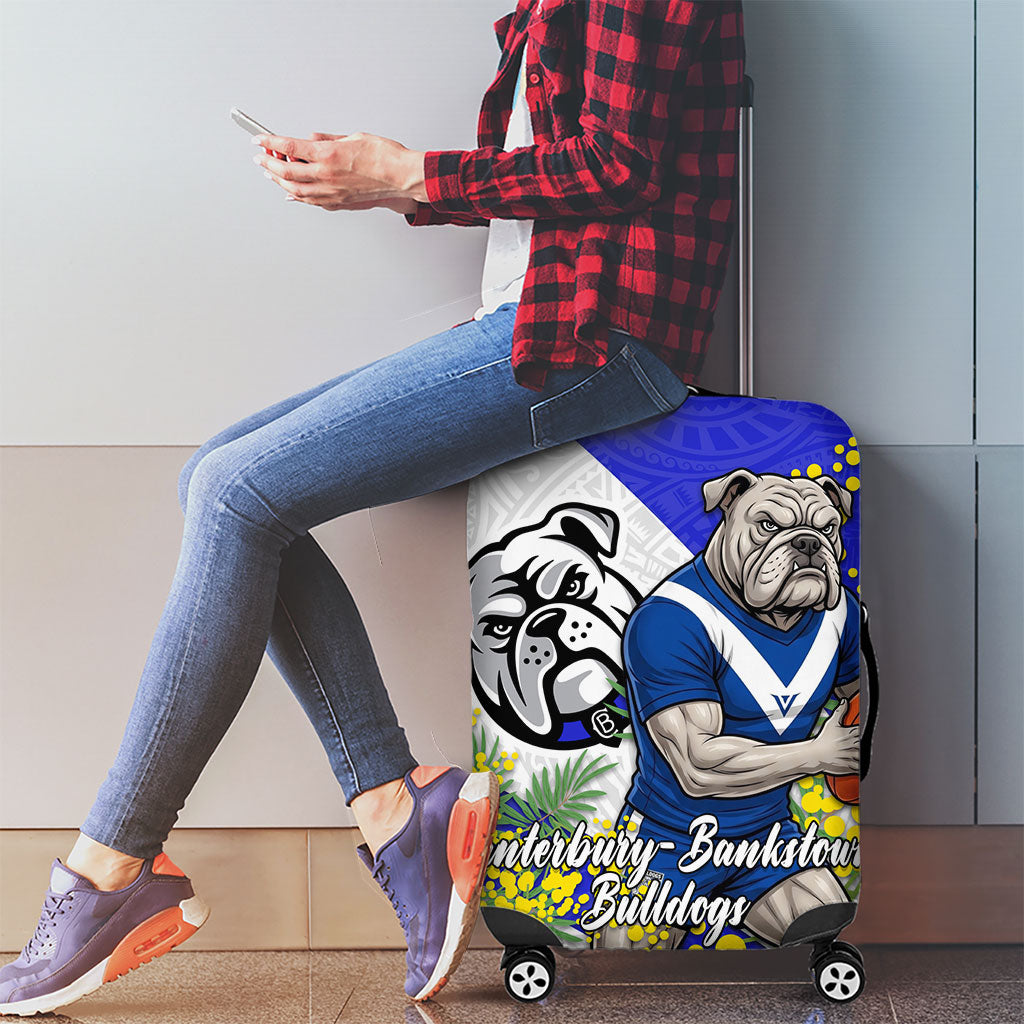 Canterbury Bankstown Bulldogs Luggage Cover Golden Wattle Floral Polynesian - Australian Flower - Rugby Mascot