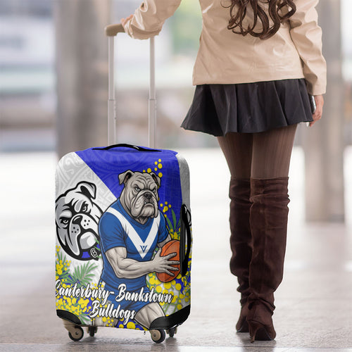 Canterbury Bankstown Bulldogs Luggage Cover Golden Wattle Floral Polynesian - Australian Flower - Rugby Mascot