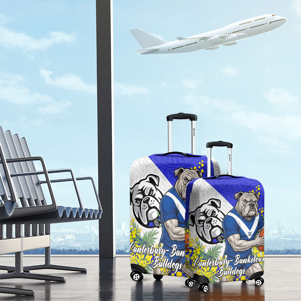 Canterbury Bankstown Bulldogs Luggage Cover Golden Wattle Floral Polynesian - Australian Flower - Rugby Mascot