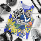 Canterbury Bankstown Bulldogs Men Tank Top Golden Wattle Floral Polynesian - Australian Flower - Rugby Mascot
