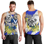 Canterbury Bankstown Bulldogs Men Tank Top Golden Wattle Floral Polynesian - Australian Flower - Rugby Mascot