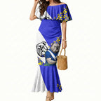 Canterbury Bankstown Bulldogs Mermaid Dress Golden Wattle Floral Polynesian - Australian Flower - Rugby Mascot