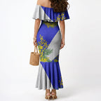 Canterbury Bankstown Bulldogs Mermaid Dress Golden Wattle Floral Polynesian - Australian Flower - Rugby Mascot