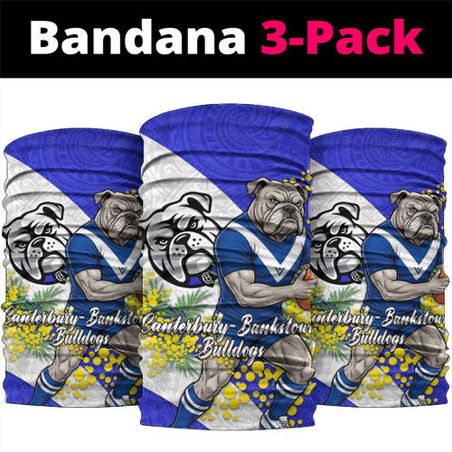 Canterbury Bankstown Bulldogs Neck Gaiter Golden Wattle Floral Polynesian - Australian Flower - Rugby Mascot