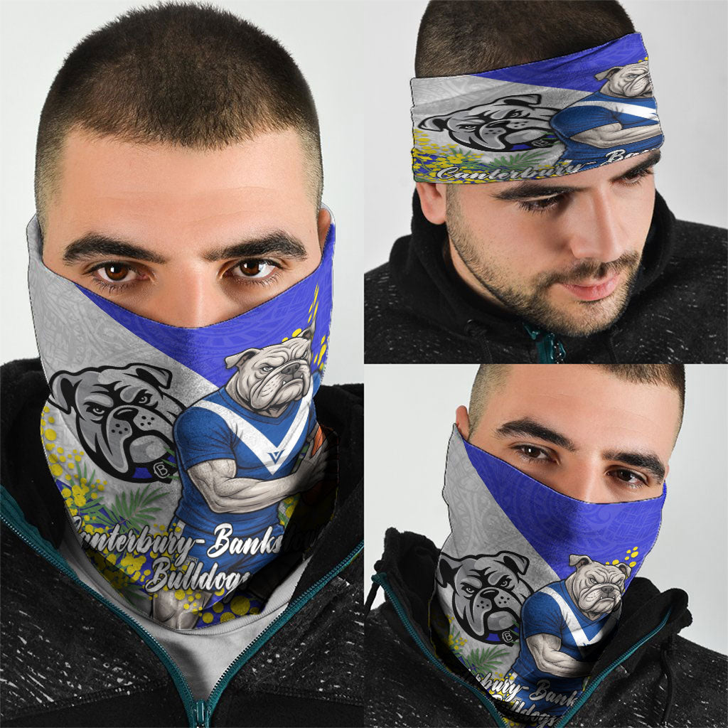 Canterbury Bankstown Bulldogs Neck Gaiter Golden Wattle Floral Polynesian - Australian Flower - Rugby Mascot