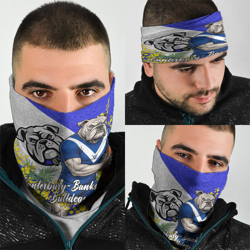 Canterbury Bankstown Bulldogs Neck Gaiter Golden Wattle Floral Polynesian - Australian Flower - Rugby Mascot