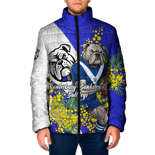 Canterbury Bankstown Bulldogs Padded Jacket Golden Wattle Floral Polynesian - Australian Flower - Rugby Mascot