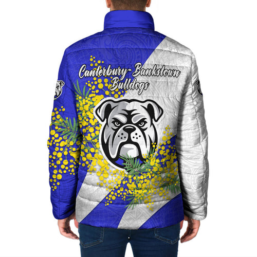 Canterbury Bankstown Bulldogs Padded Jacket Golden Wattle Floral Polynesian - Australian Flower - Rugby Mascot