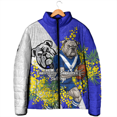 Canterbury Bankstown Bulldogs Padded Jacket Golden Wattle Floral Polynesian - Australian Flower - Rugby Mascot