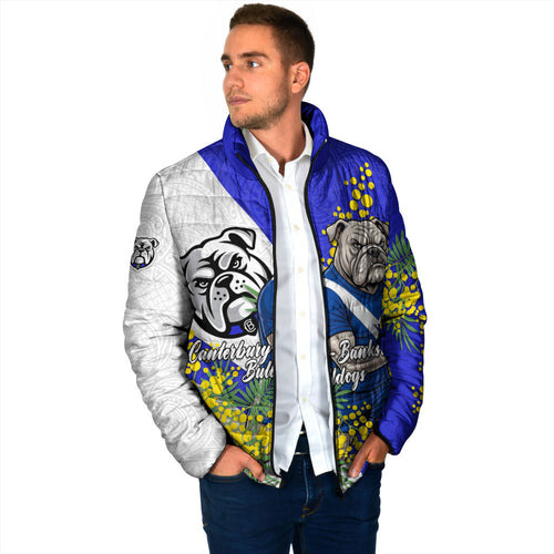 Canterbury Bankstown Bulldogs Padded Jacket Golden Wattle Floral Polynesian - Australian Flower - Rugby Mascot