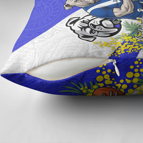 Canterbury Bankstown Bulldogs Pillow Cover Golden Wattle Floral Polynesian - Australian Flower - Rugby Mascot