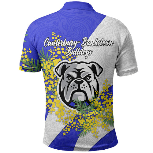 Canterbury Bankstown Bulldogs Polo Shirt Golden Wattle Floral Polynesian - Australian Flower - Rugby Mascot