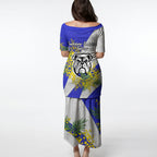 Canterbury Bankstown Bulldogs Puletasi Golden Wattle Floral Polynesian - Australian Flower - Rugby Mascot