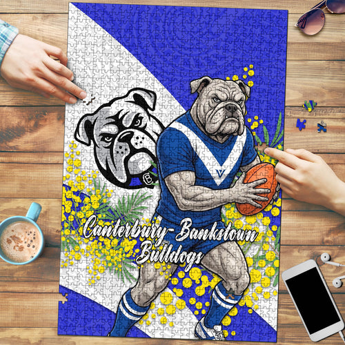 Canterbury Bankstown Bulldogs Puzzle Golden Wattle Floral Polynesian - Australian Flower - Rugby Mascot