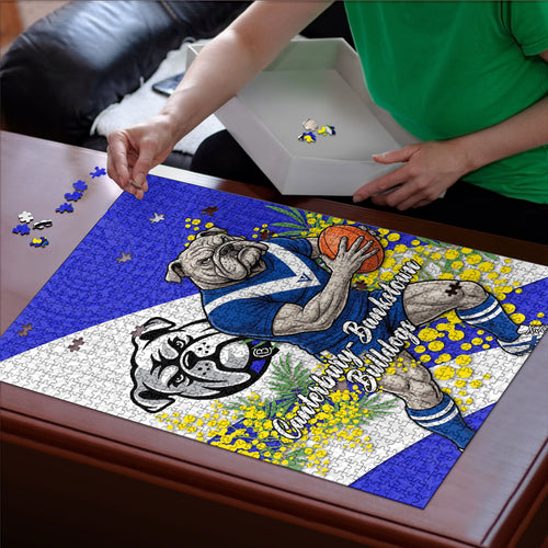 Canterbury Bankstown Bulldogs Puzzle Golden Wattle Floral Polynesian - Australian Flower - Rugby Mascot