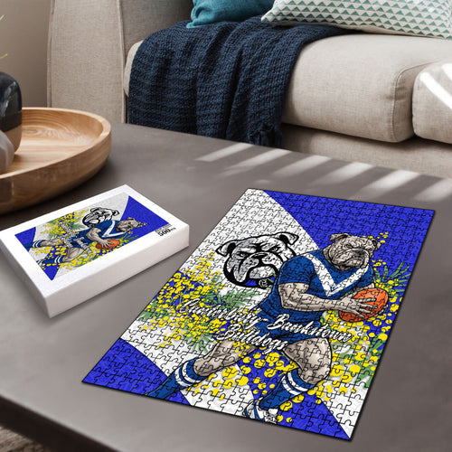 Canterbury Bankstown Bulldogs Puzzle Golden Wattle Floral Polynesian - Australian Flower - Rugby Mascot