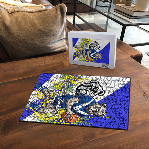 Canterbury Bankstown Bulldogs Puzzle Golden Wattle Floral Polynesian - Australian Flower - Rugby Mascot
