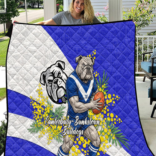Canterbury Bankstown Bulldogs Quilt Golden Wattle Floral Polynesian - Australian Flower - Rugby Mascot