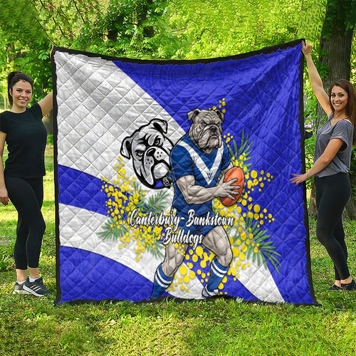 Canterbury Bankstown Bulldogs Quilt Golden Wattle Floral Polynesian - Australian Flower - Rugby Mascot