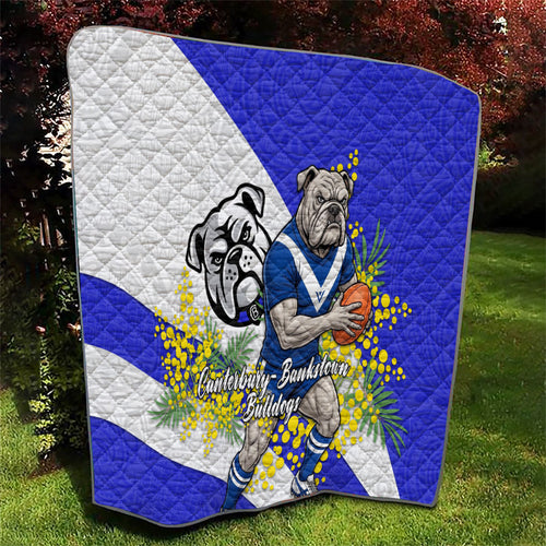 Canterbury Bankstown Bulldogs Quilt Golden Wattle Floral Polynesian - Australian Flower - Rugby Mascot
