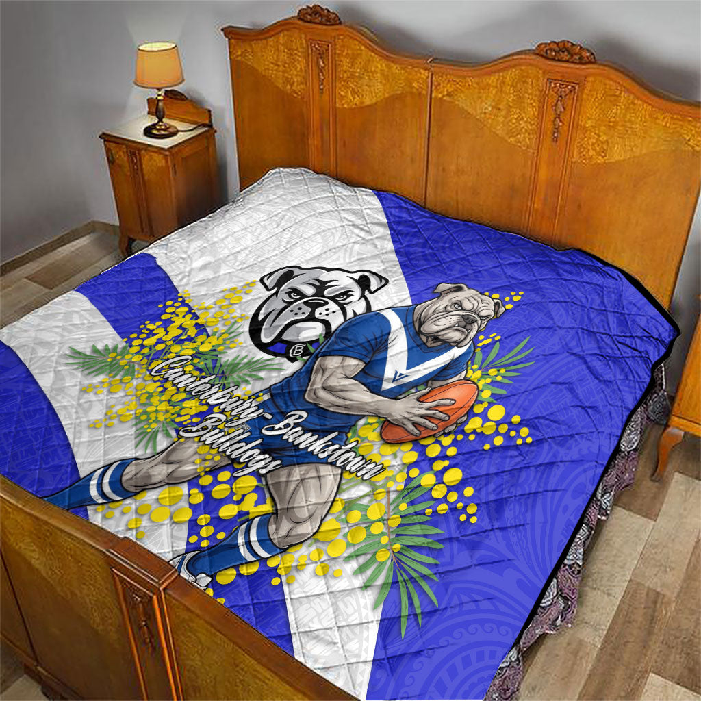 Canterbury Bankstown Bulldogs Quilt Golden Wattle Floral Polynesian - Australian Flower - Rugby Mascot