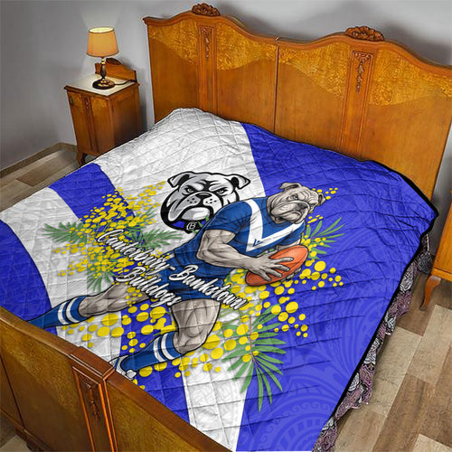 Canterbury Bankstown Bulldogs Quilt Golden Wattle Floral Polynesian - Australian Flower - Rugby Mascot