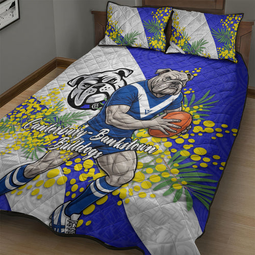 Canterbury Bankstown Bulldogs Quilt Bed Set Golden Wattle Floral Polynesian - Australian Flower - Rugby Mascot