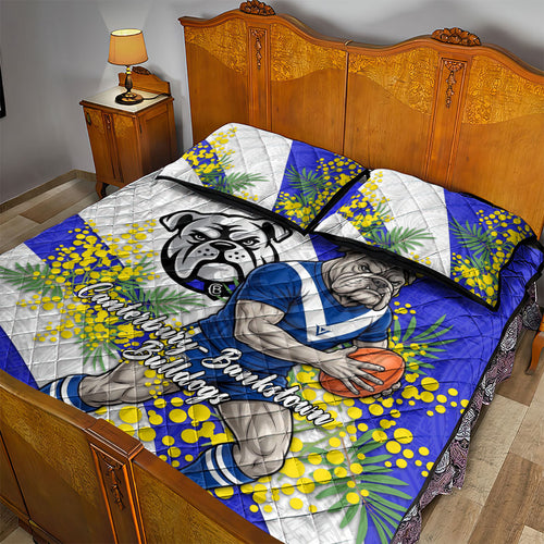 Canterbury Bankstown Bulldogs Quilt Bed Set Golden Wattle Floral Polynesian - Australian Flower - Rugby Mascot