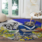Canterbury Bankstown Bulldogs Round Carpet Golden Wattle Floral Polynesian - Australian Flower - Rugby Mascot