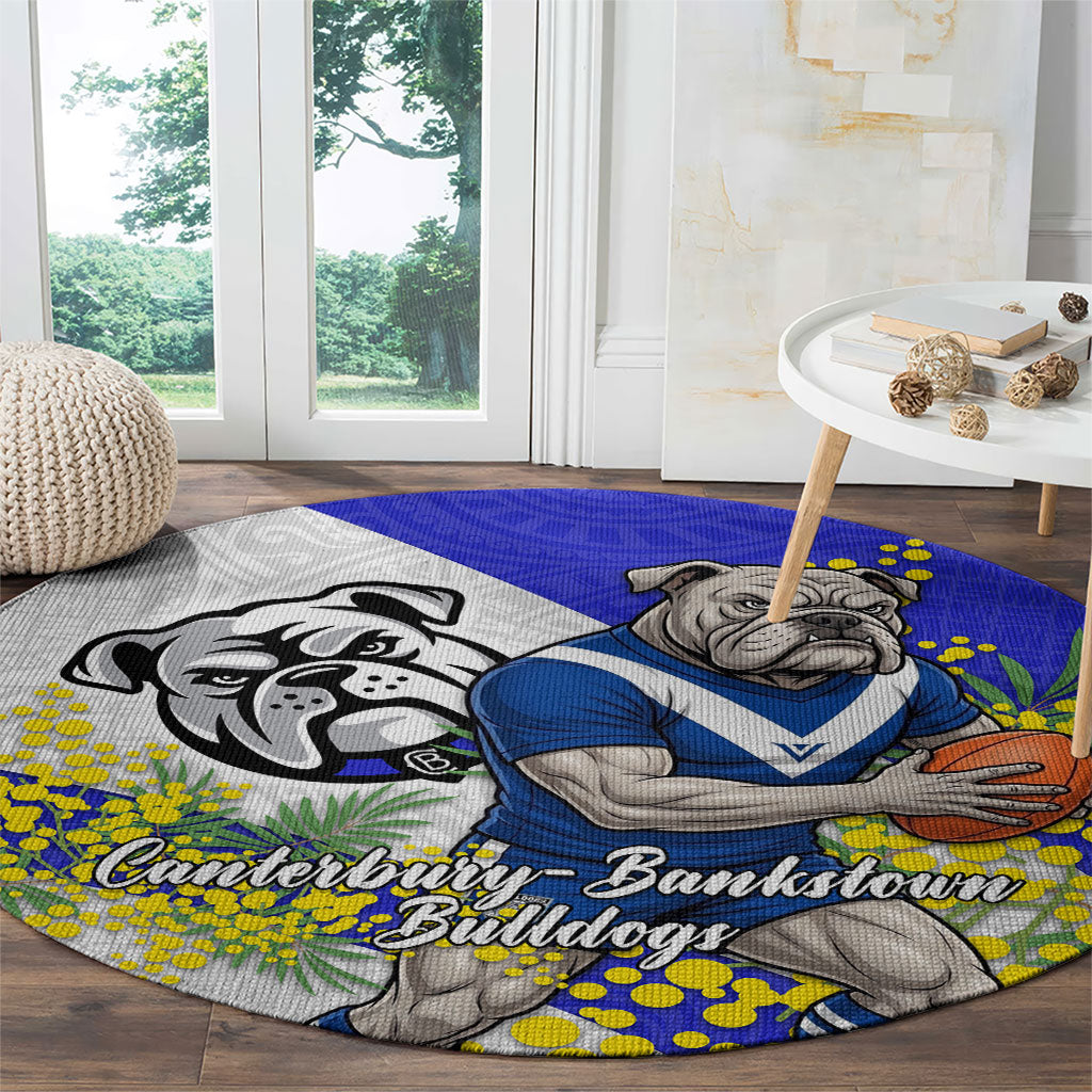 Canterbury Bankstown Bulldogs Round Carpet Golden Wattle Floral Polynesian - Australian Flower - Rugby Mascot