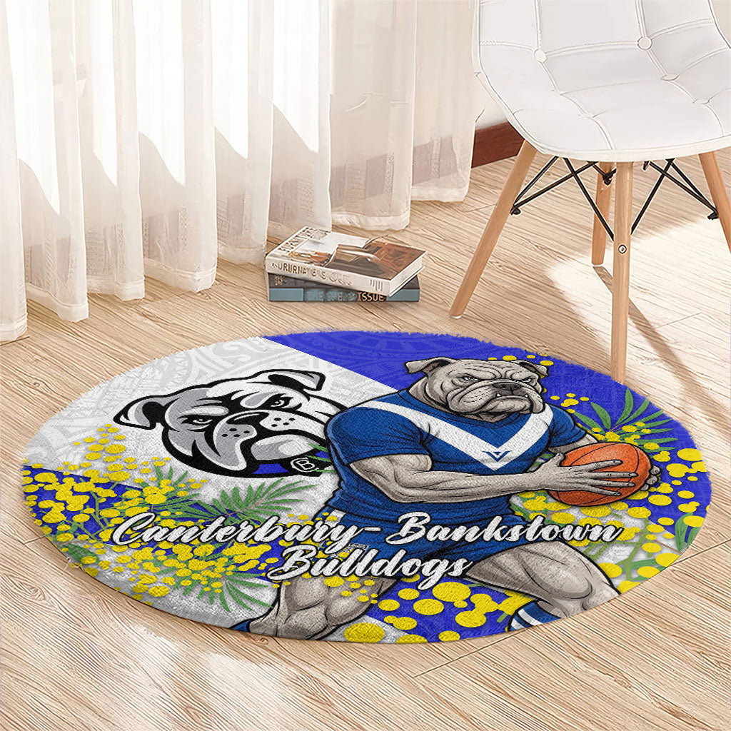 Canterbury Bankstown Bulldogs Round Carpet Golden Wattle Floral Polynesian - Australian Flower - Rugby Mascot