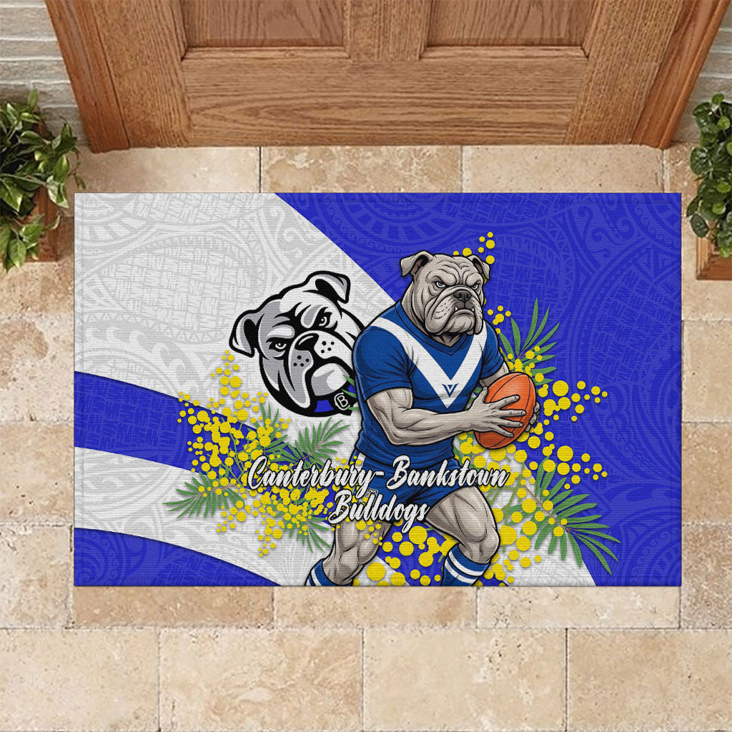 Canterbury Bankstown Bulldogs Rubber Doormat Golden Wattle Floral Polynesian - Australian Flower - Rugby Mascot