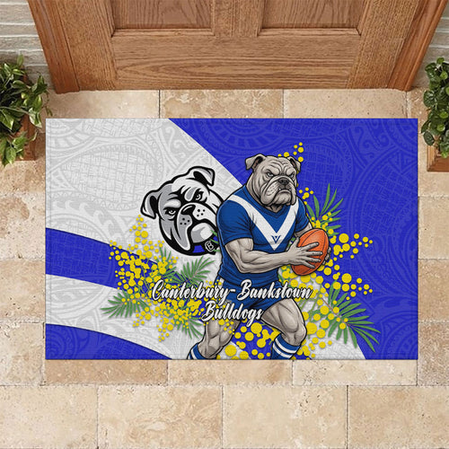 Canterbury Bankstown Bulldogs Rubber Doormat Golden Wattle Floral Polynesian - Australian Flower - Rugby Mascot