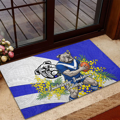 Canterbury Bankstown Bulldogs Rubber Doormat Golden Wattle Floral Polynesian - Australian Flower - Rugby Mascot