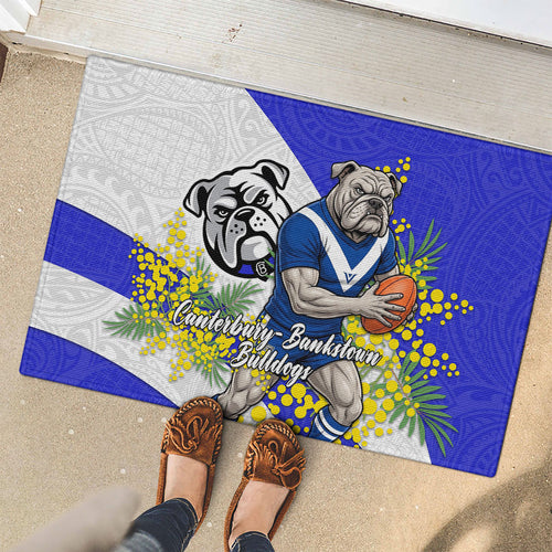 Canterbury Bankstown Bulldogs Rubber Doormat Golden Wattle Floral Polynesian - Australian Flower - Rugby Mascot
