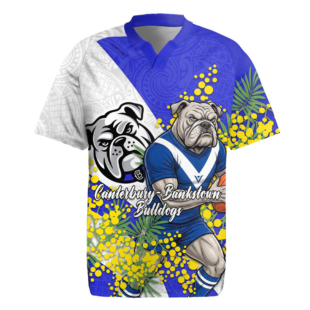 Canterbury Bankstown Bulldogs Rugby Jersey Golden Wattle Floral Polynesian - Australian Flower - Rugby Mascot