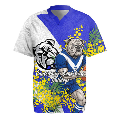 Canterbury Bankstown Bulldogs Rugby Jersey Golden Wattle Floral Polynesian - Australian Flower - Rugby Mascot